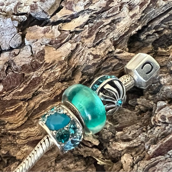 New Chamilia Swarovski Crystals Charm Mosaic Blue Multi Silver Bead Murano - Picture 4 of 13